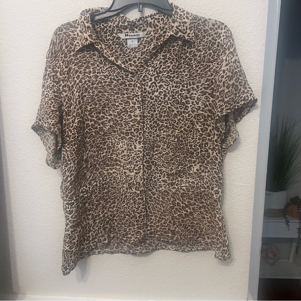 Brown Leopard Print Women's Top sz 16 - Picture 4 of 13